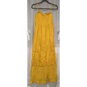 Anthropologie Maeve Arcadia Yellow Maxi Dress Ruffle Eyelet Sundress Size 2
